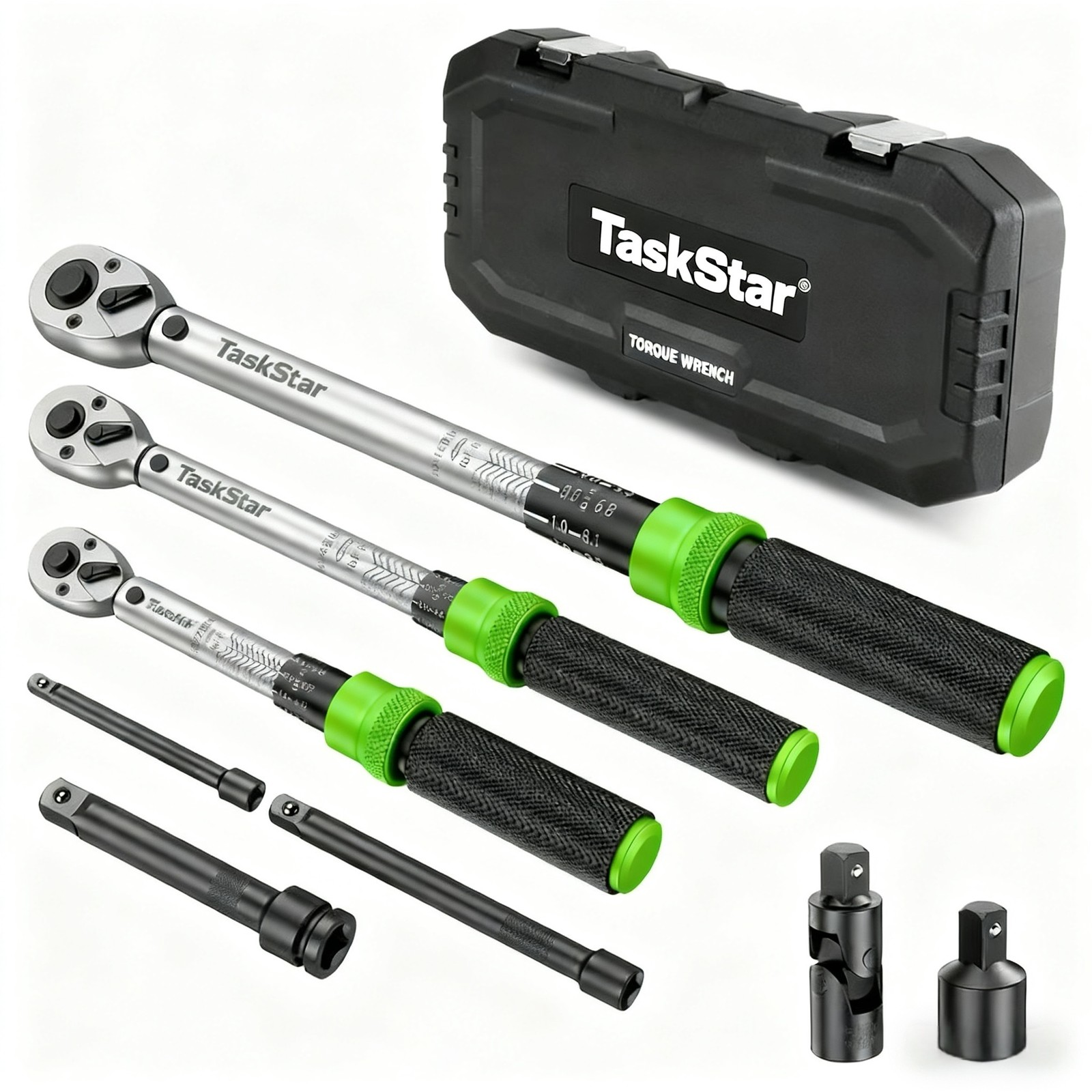 1/4''/3/8''/1/2'' Drive Torque Wrench Set Click Torque Wrench Adjustable 72Tooth