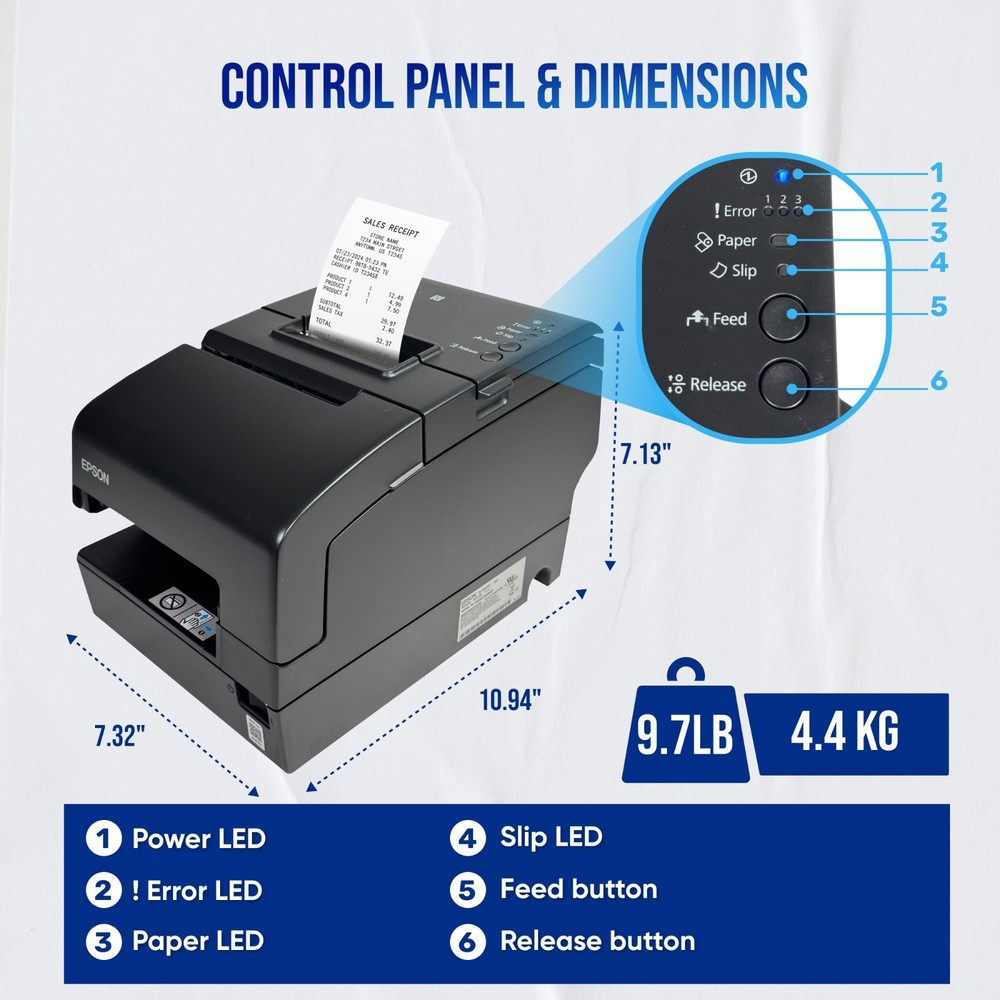 Epson TM-H6000V Multi-function POS Receipt Printer Endorser USB LAN No Adapter