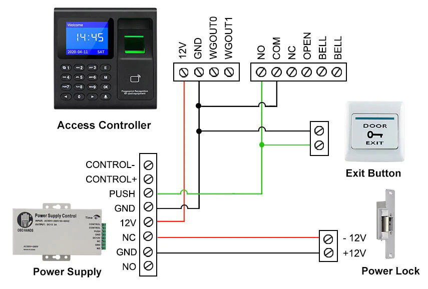 Entry Gate Door Lock System RFID Biometric Fingerprint Access Control Kit Set A+