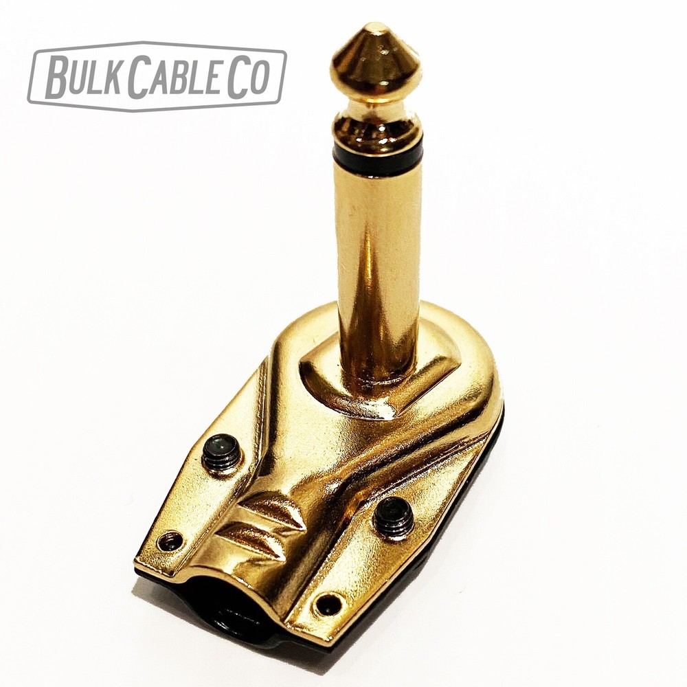 1 Pack - 1/4" Right Angle Pancake Gold/Black Connector Set - DIY Patch Cables