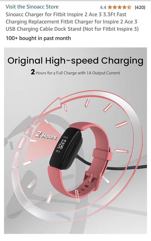 Fitbit Inspire 2 - 3.3ft Charging Cable - by Sinoacc