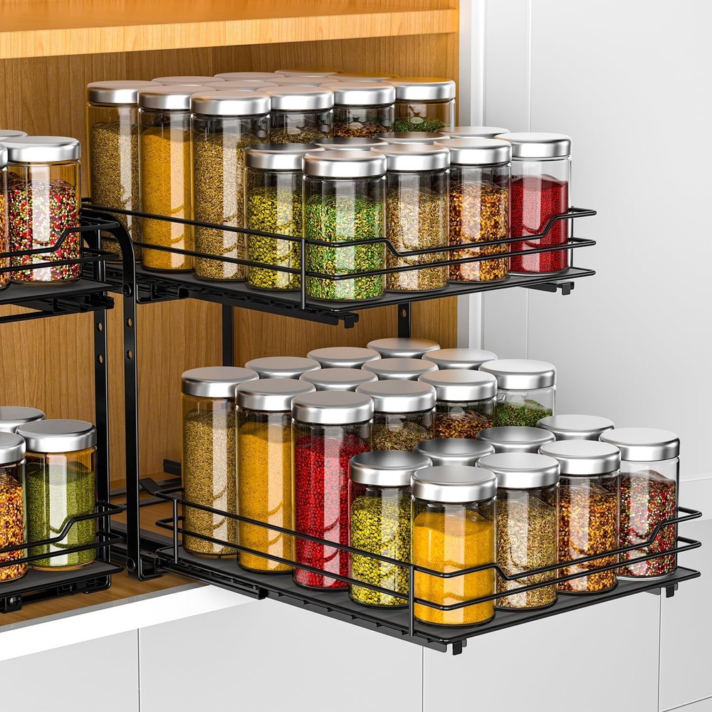 Spice Rack Organizer Cabinet 2 Tier Pull Out Spice Racks Inside Cabinets &