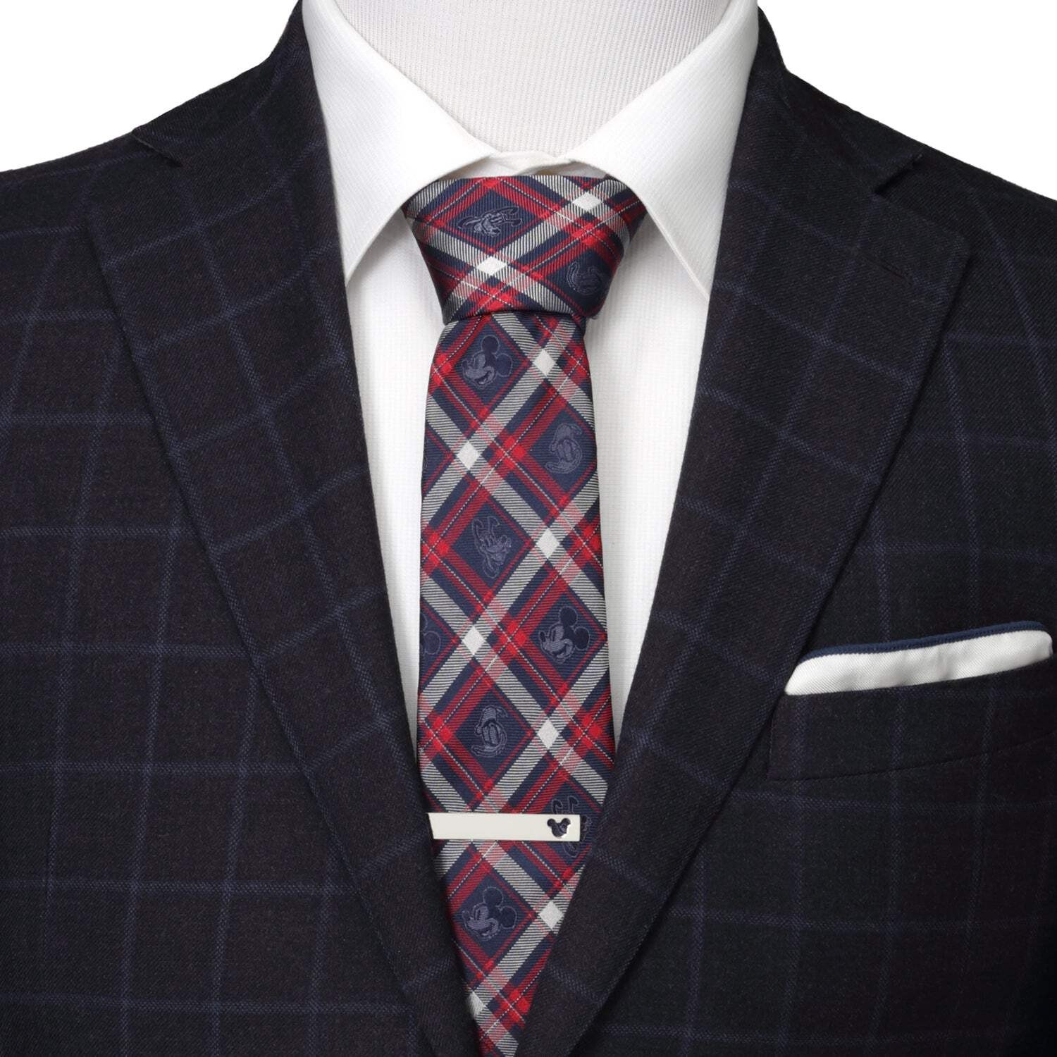 👔 Disney Mickey and Friends Navy Plaid Men's Tie
