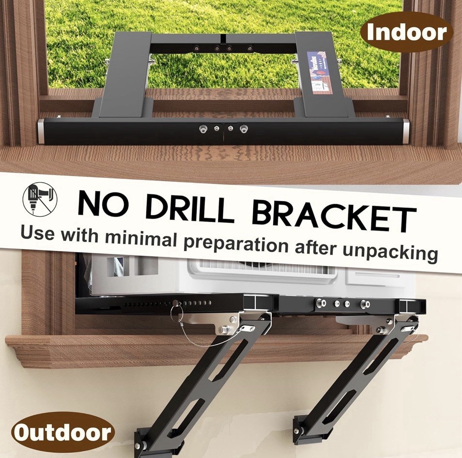 Upgraded No-Drill Window AC Bracket, Adjustable Window Air Conditioner Support