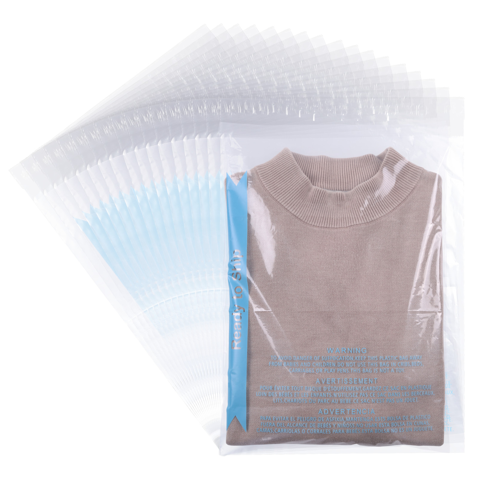 Clear Poly Bags with Suffocation Warning - 6x9,8x10,9x12,11x14,12x15,14x20,18x24