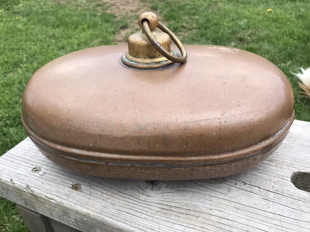 Antique Copper Bed Warmer Country Rustic Primitive