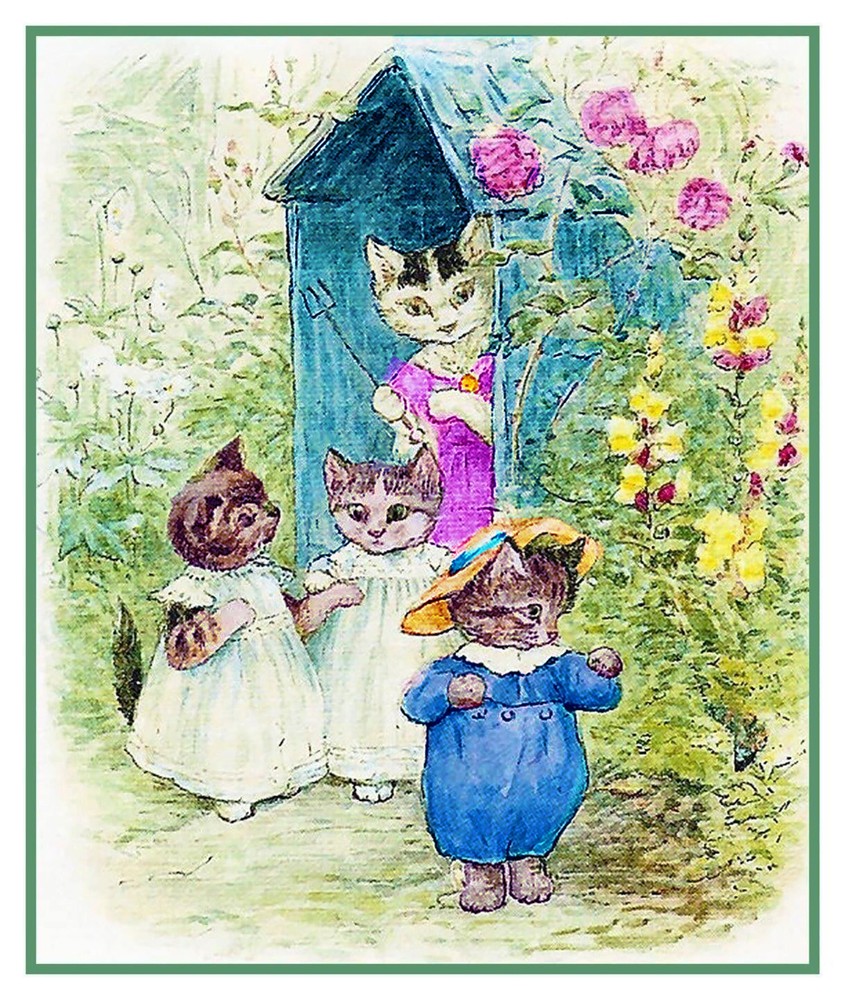 Beatrix Potter Tom Moppet Mittens Kitten Counted Cross Stitch Chart Pattern