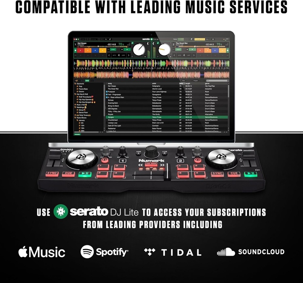 DJ2GO2 Touch: Feature-Packed Compact DJ Controller, 2-Deck, Audio Interface