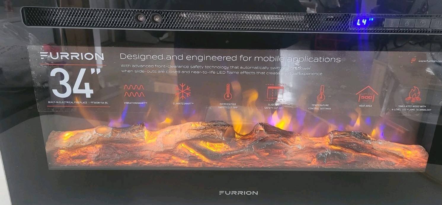 FURRION 34" Electric Fireplace With Remote FF34SW15A-BL *RV/CAMPER (NEW-IN BOX)