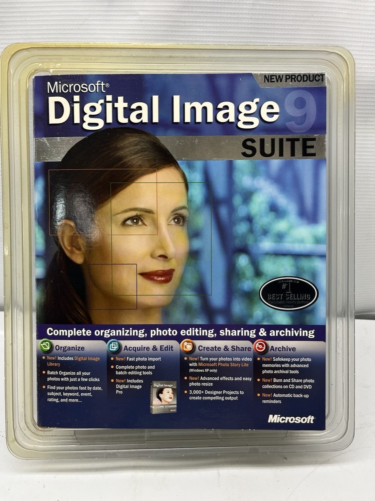 NEW Microsoft: Digital Image Suite 9 PC CD Rom Software Big Box Set 2003 SEALED