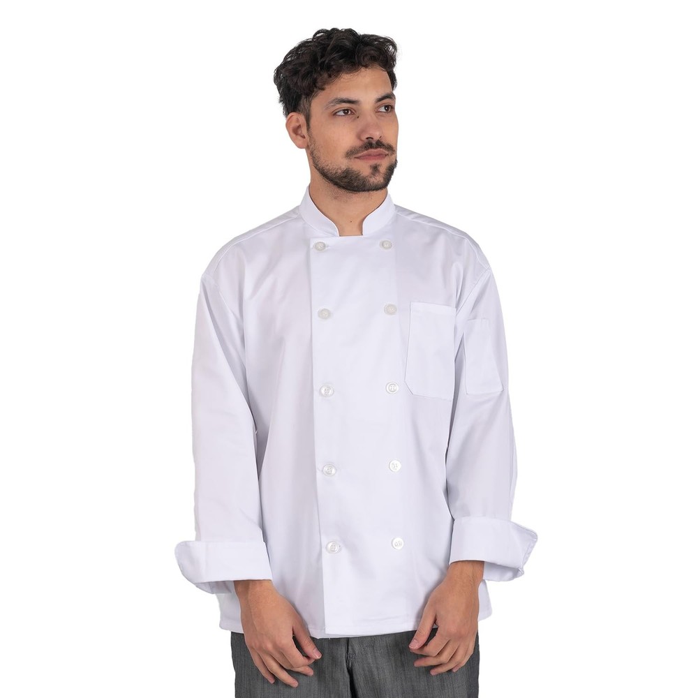 White Long Sleeve Button Chef Coat/Jacket - Unisex - Medium