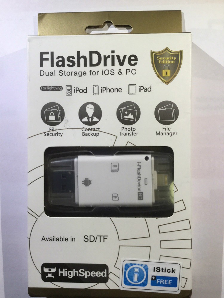 Flash Device Drive for iOS iPhone, iPad, Android OTG, SD/TF,hd External USB iStick