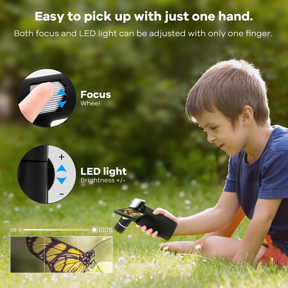 Andonstar AD203 Digital Microscope (Black+Bracket) Handheld Black+Bracket