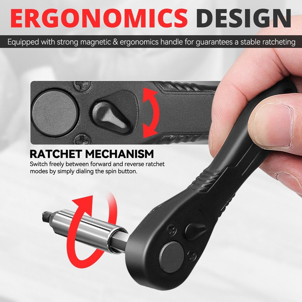 [22Pcs] Mini Ratchet Wrench Set with 60MM Quick-release Extension Bar & CRV Bits