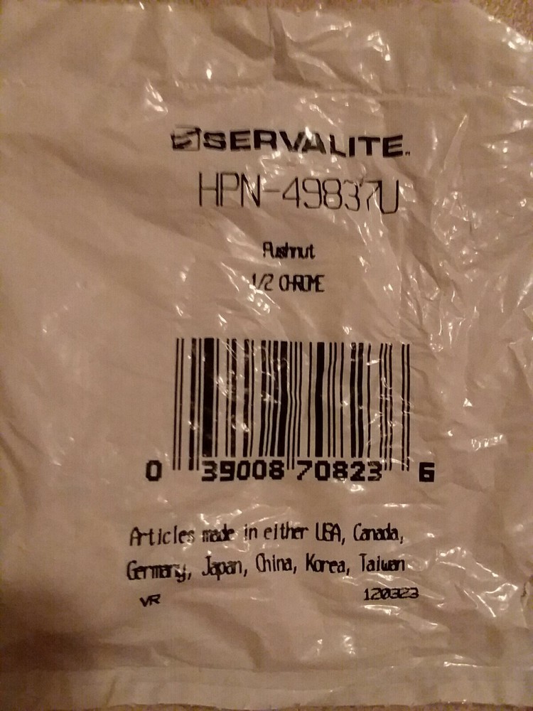 Servalite Push Nut Chrome 1/2"