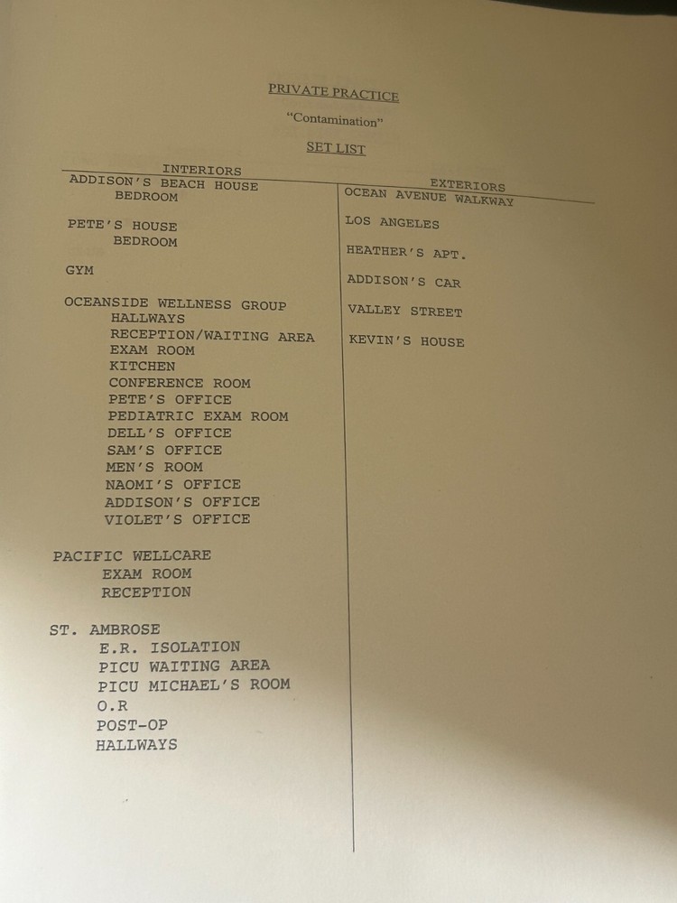 ORIGINAL SCRIPT PRIVATE PRACTICE CONTAMINATION KATE WALSH TIM DALY