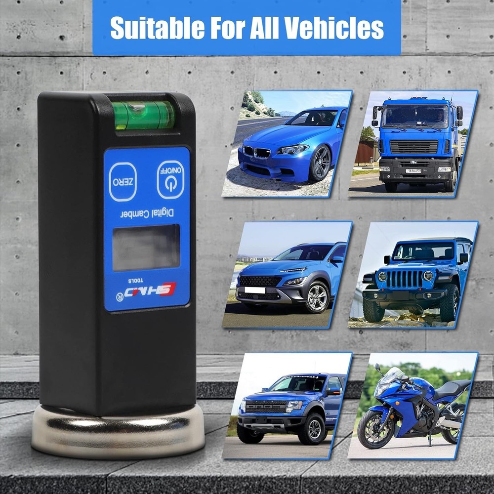 Professional Wheel Alignment Gauge - Magnetic Camber Tool with LED Display