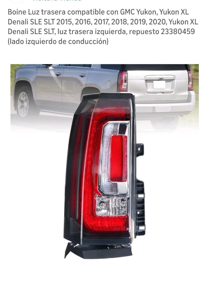 Left driver side Tail Light Assembly LED Compatible with 2015-2020 GMC Yukon