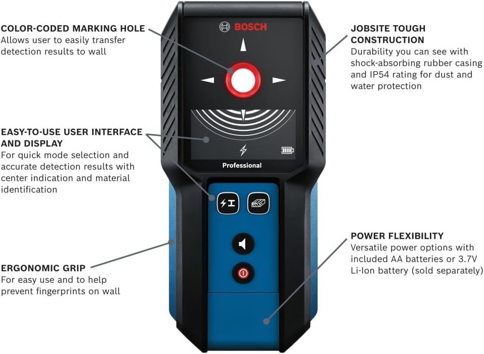 Bosch GMS120-27 4-in-1 Wall Scanner, Multi Function Stud Finder, Wire Detect NEW