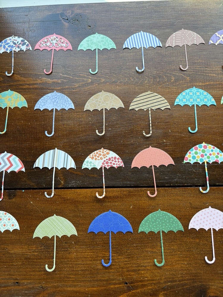 Umbrella Die Cut Outs Card Embellishments Mixed Patterns