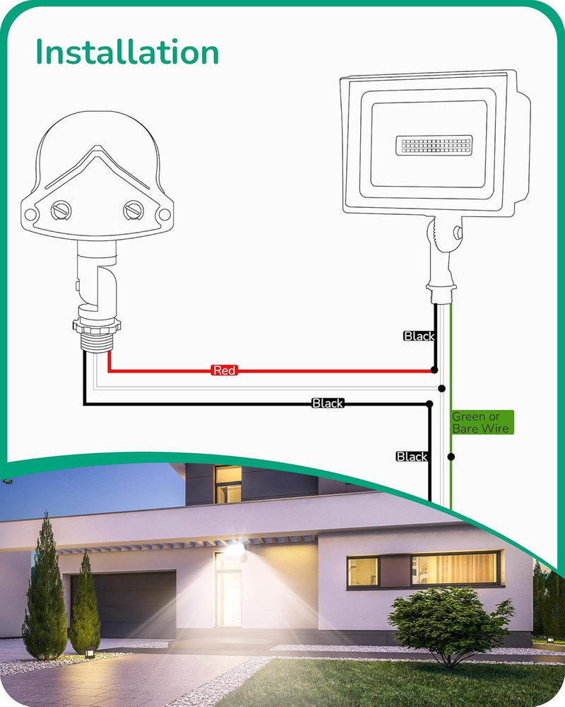 240° PIR Motion Sensor for Outdoor Lights – Adjustable Range & Time, White