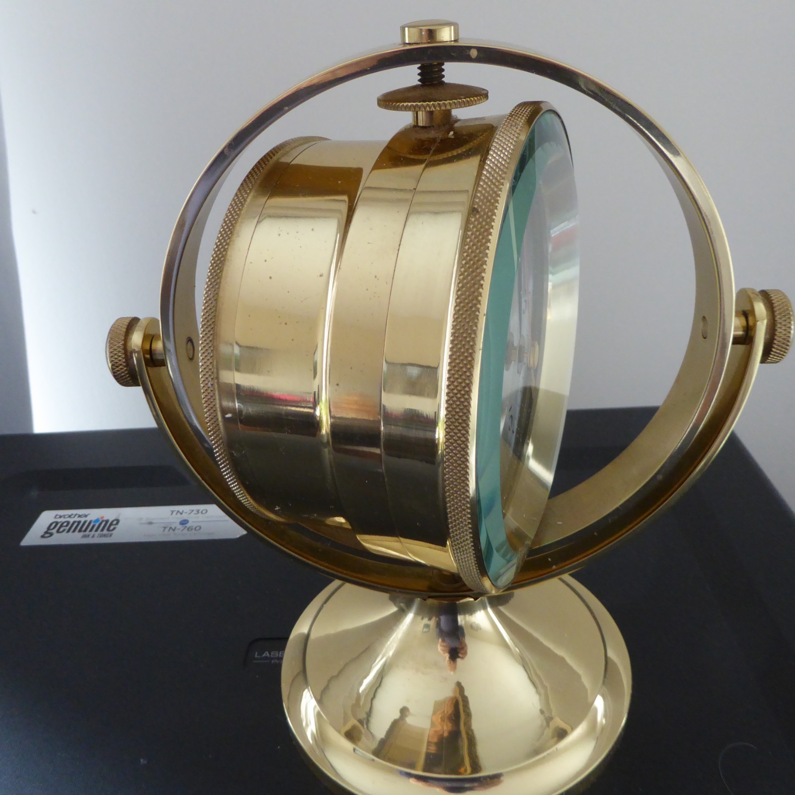 Seth Thomas SCHOONER SHIPS CLOCK Brass Model 1044 Solid Brass Running 4.9 LBS