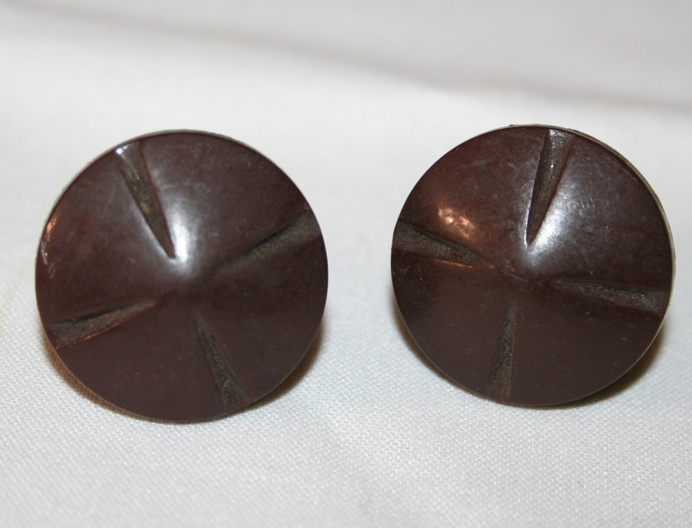 2 Bakelite Brown Art Deco Radio/Drawer Pull Knobs