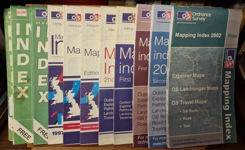 Ordnance Survey Mapping Indexes 1994-2002 (12 maps)