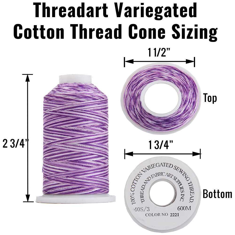 VARIEGATED MULTICOLOR 100% COTTON THREAD 600M BY THE SPOOL - SEWING QUILTING