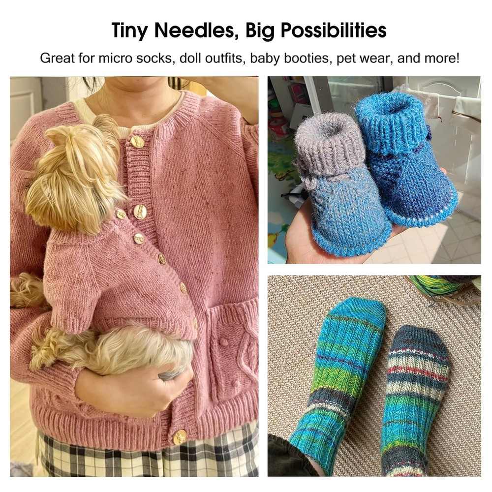 Short Interchangeable Knitting Needles Set 2Inch Shorties Circular Knitting N...