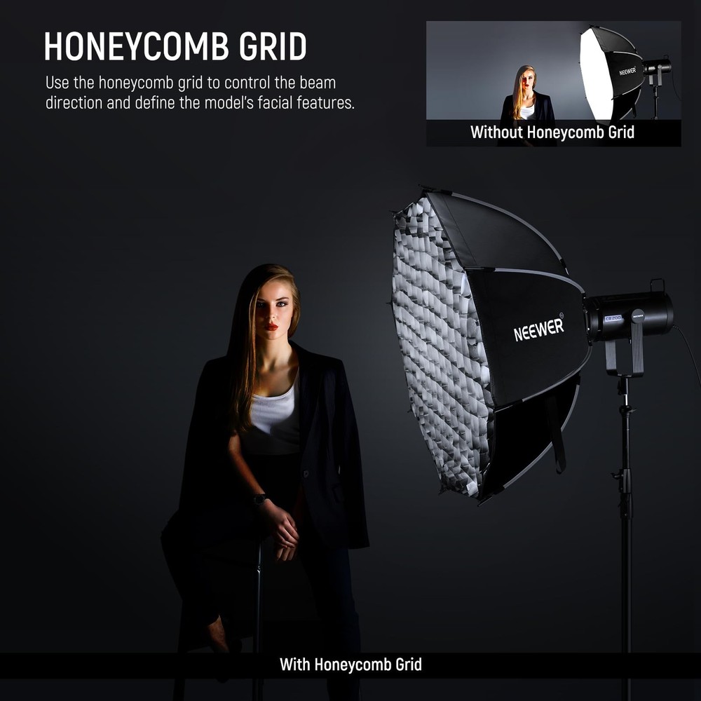 Triopo 47.2'' Octagonal Softbox Grid, Quick Release Parabolic SoftBox Bowens USA