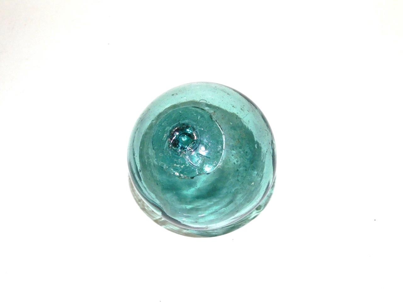 Vtg Glass Japanese Fish Float Swirl 3.5" G Makers Mark Alaska Found Fishing