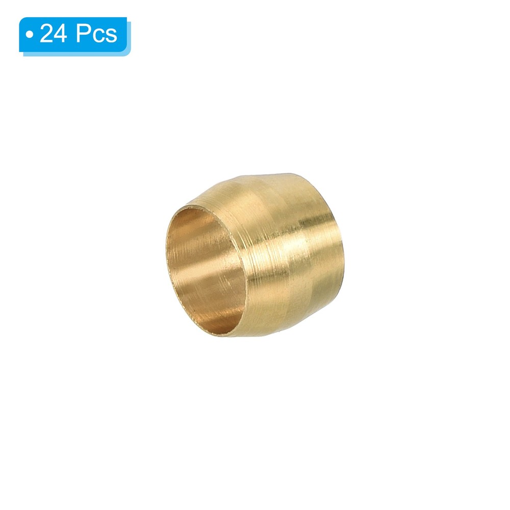 1/4" ID Brass Compression Sleeve Ferrules, 24 Pcs Brass Compression Fittings