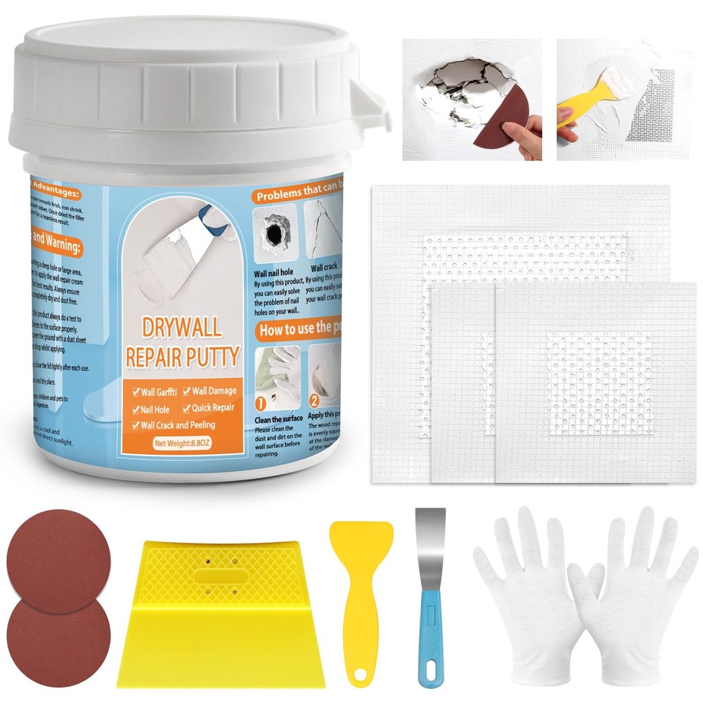 Drywall Repair Kit, Patch 8.8OZ White Wall Putty Kit