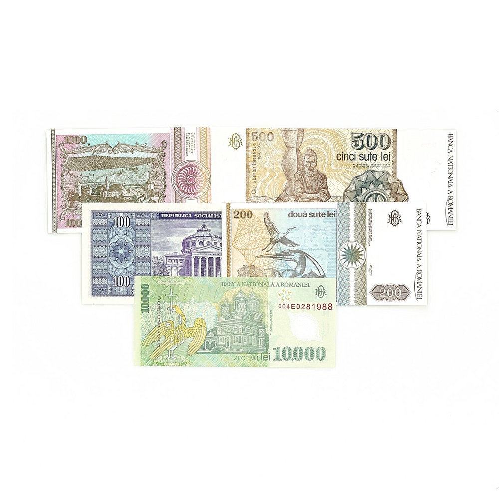 5 diff. Romania paper money Au-Unc.