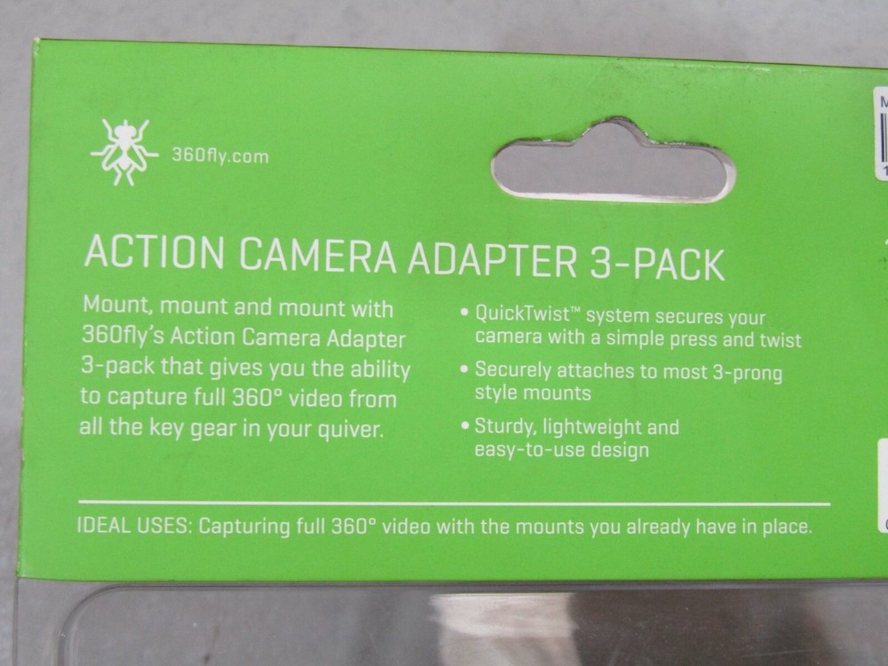 360 FLY ACTION CAMERA MOUNT ADAPTER 3 PACK ACA3PKBLK