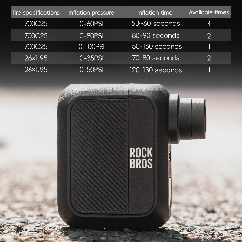 ROCKBROS Bike Mini Electric Air Pump Portable 100PSI Tire Inflator AV/FV