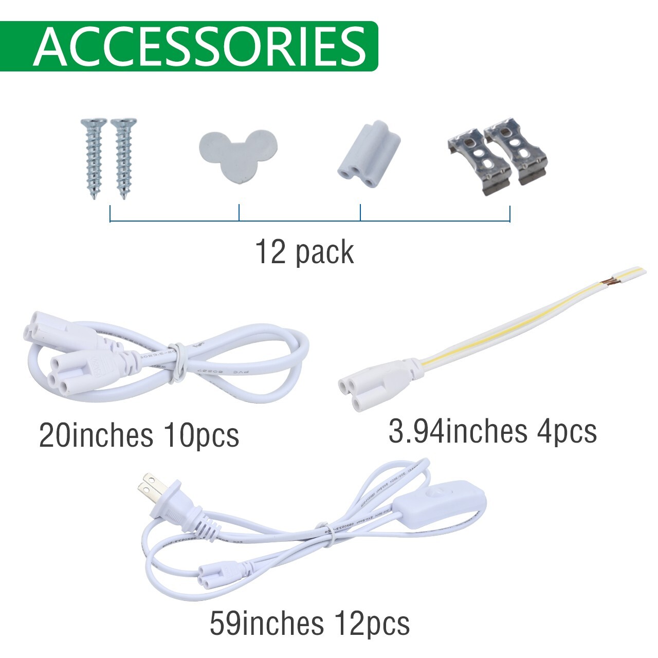 12 Pack LED T5 Integrated Single Fixture 4FT 20W LED Shop Ceiling Under Lights