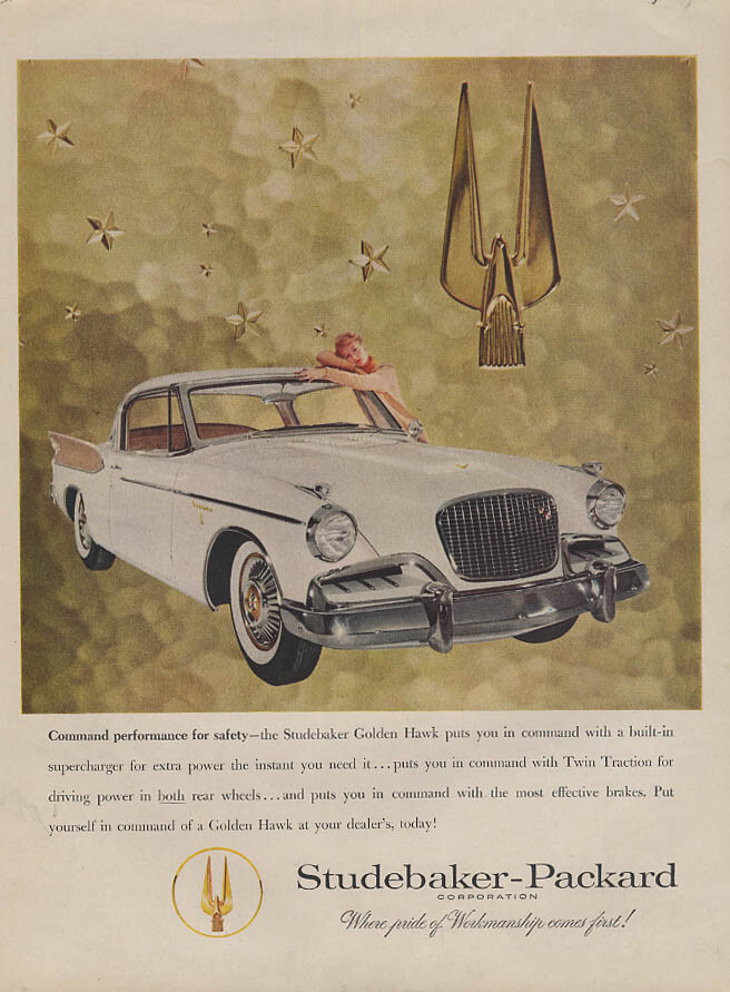 Command Performance for Safety Studebaker Golden Hawk ad 1957 L