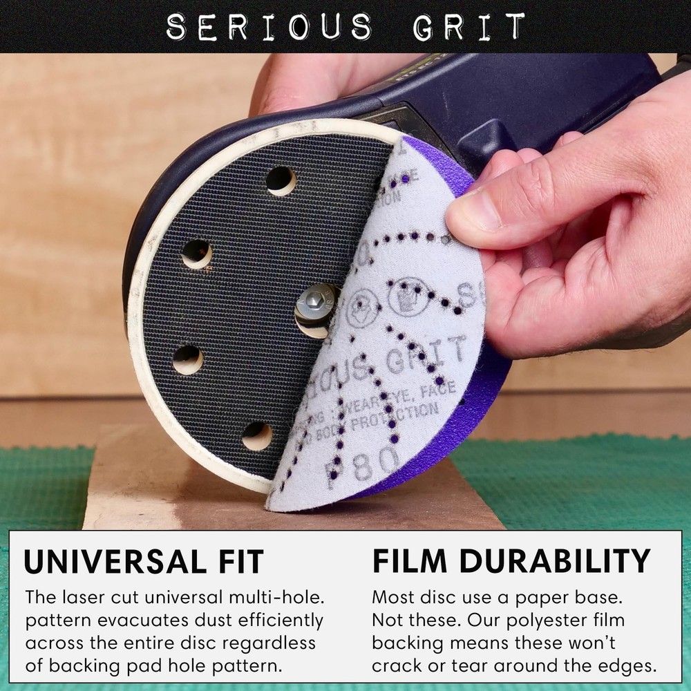 5-Inch 40 Grit Ceramic Multi-Hole Hook & Loop Sanding Discs - Advanced Grain ...