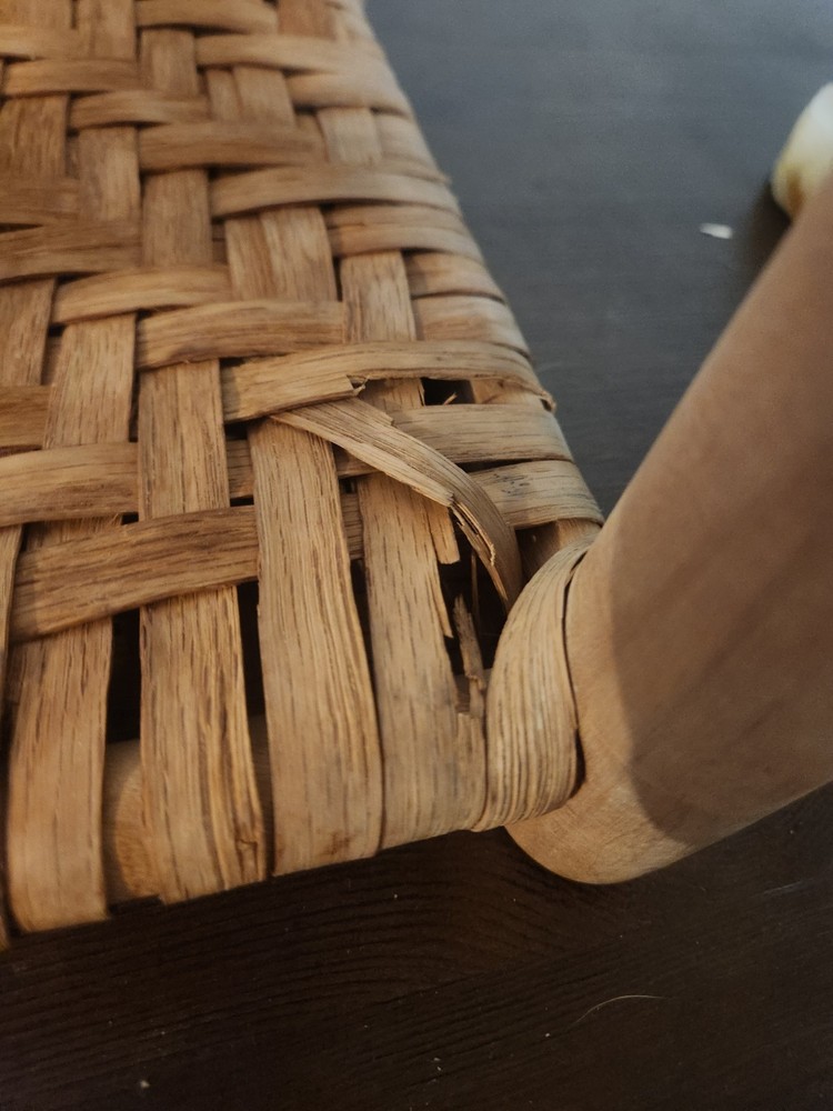 Antique Oak Cane Bottom Foot Stool