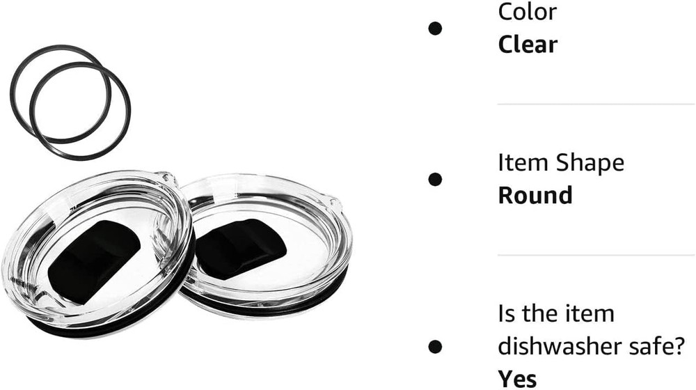 Rambler MagSlider Replacement Lid 30oz 2Pack, Magnetic Clear
