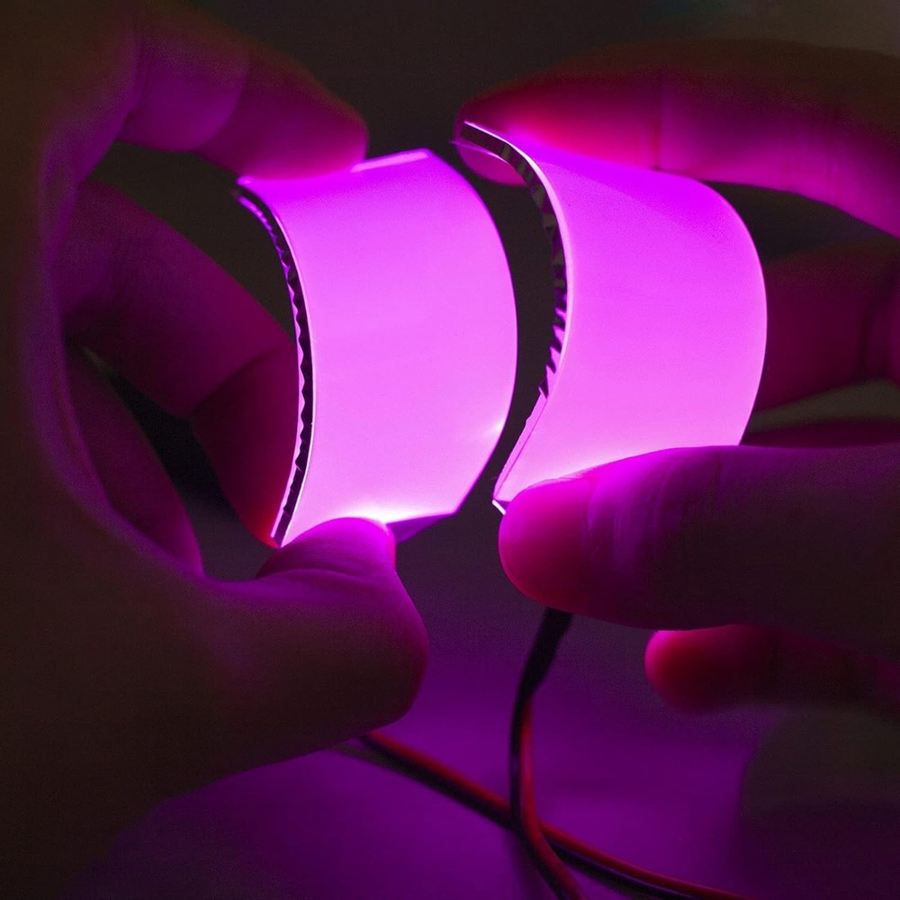 Customizable Flexible LED Helmet Lights for Superhero Cosplay - Pink