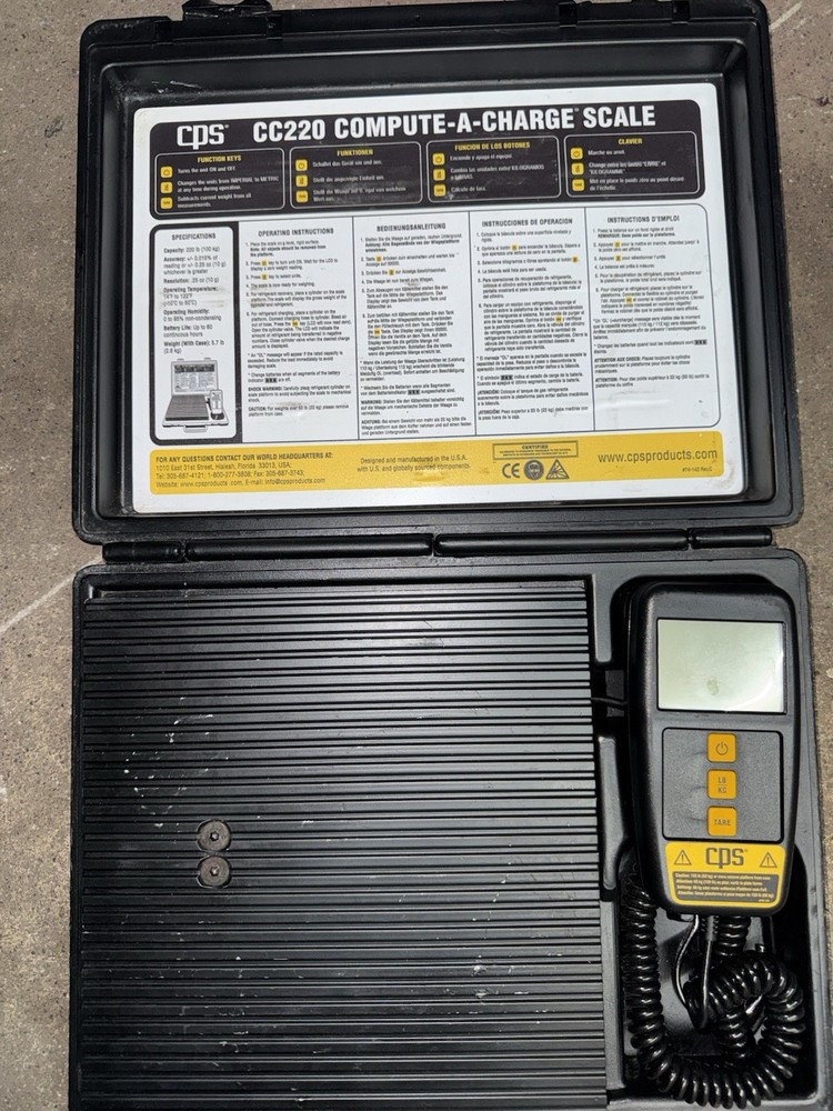 CPS CC220 Compute-A-Charge Refrigerant Scale 220lb Capacity .25oz Resolution