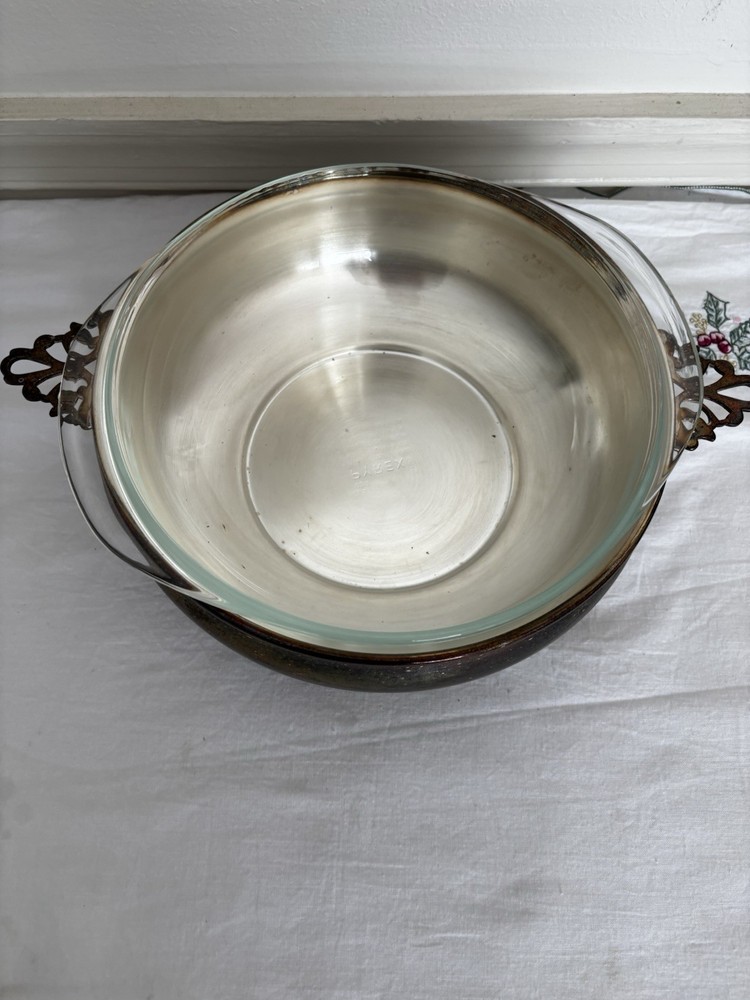 Sheffield Silver #1128 Serving Bowl With Lid & Pyrex Dish