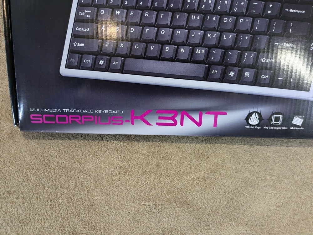 iONE SCORPIUS-K3NT Multimedia Trackball Keyboard Wired USB Interface K3NT-U