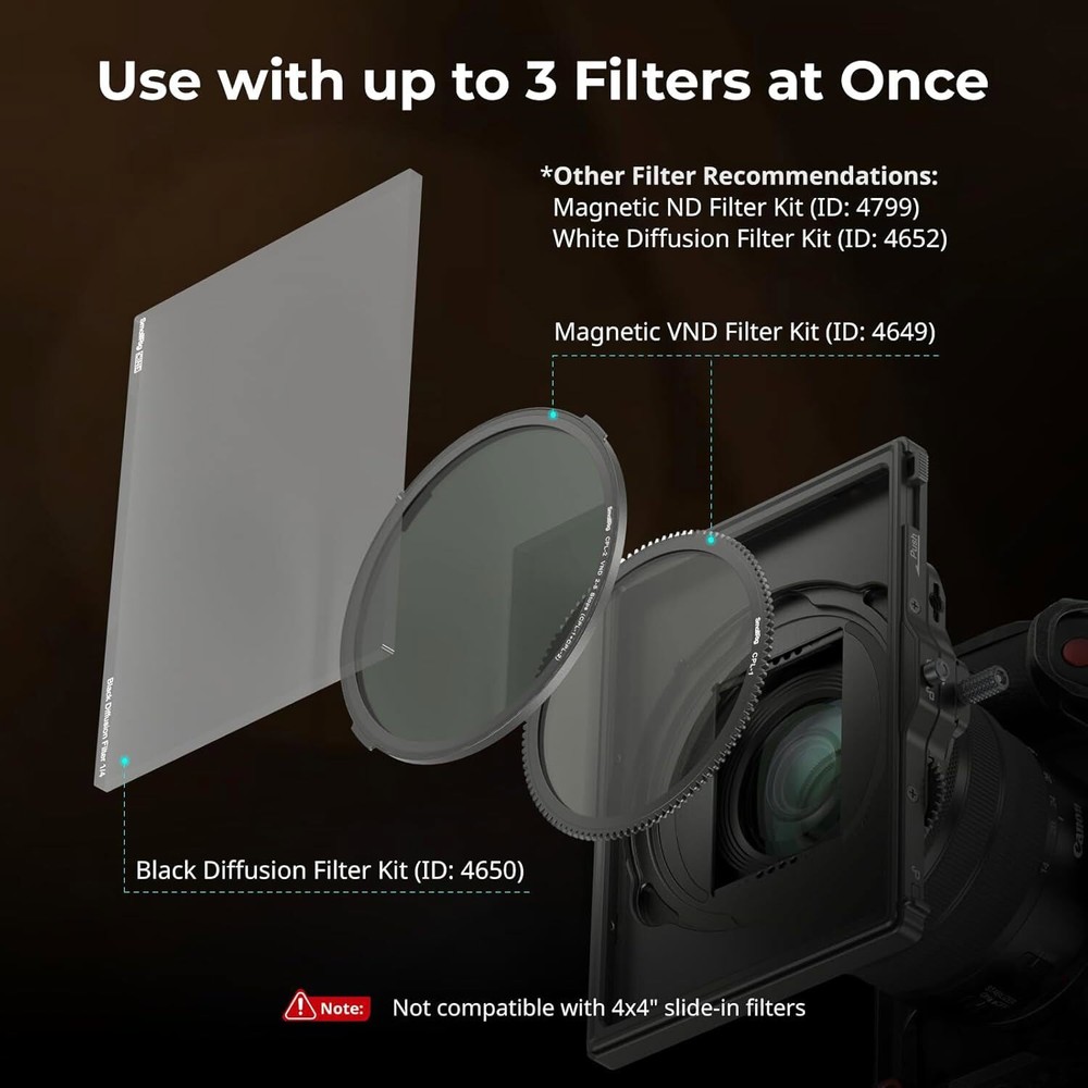 SmallRig Matte Box 67-82mm Adjustable, 4x5.65" Filter Frame, Top Flag, for DSLR