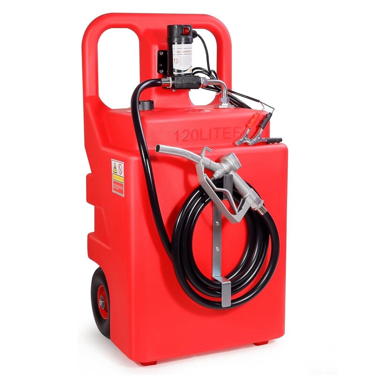 32 Gallon Portable Fuel Tank 120L with 12V Diesel Pump 13ft Delivery Hose