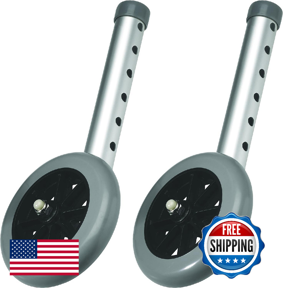 Carex 5" Fixed Walker Wheels for Easy Glide - Pair