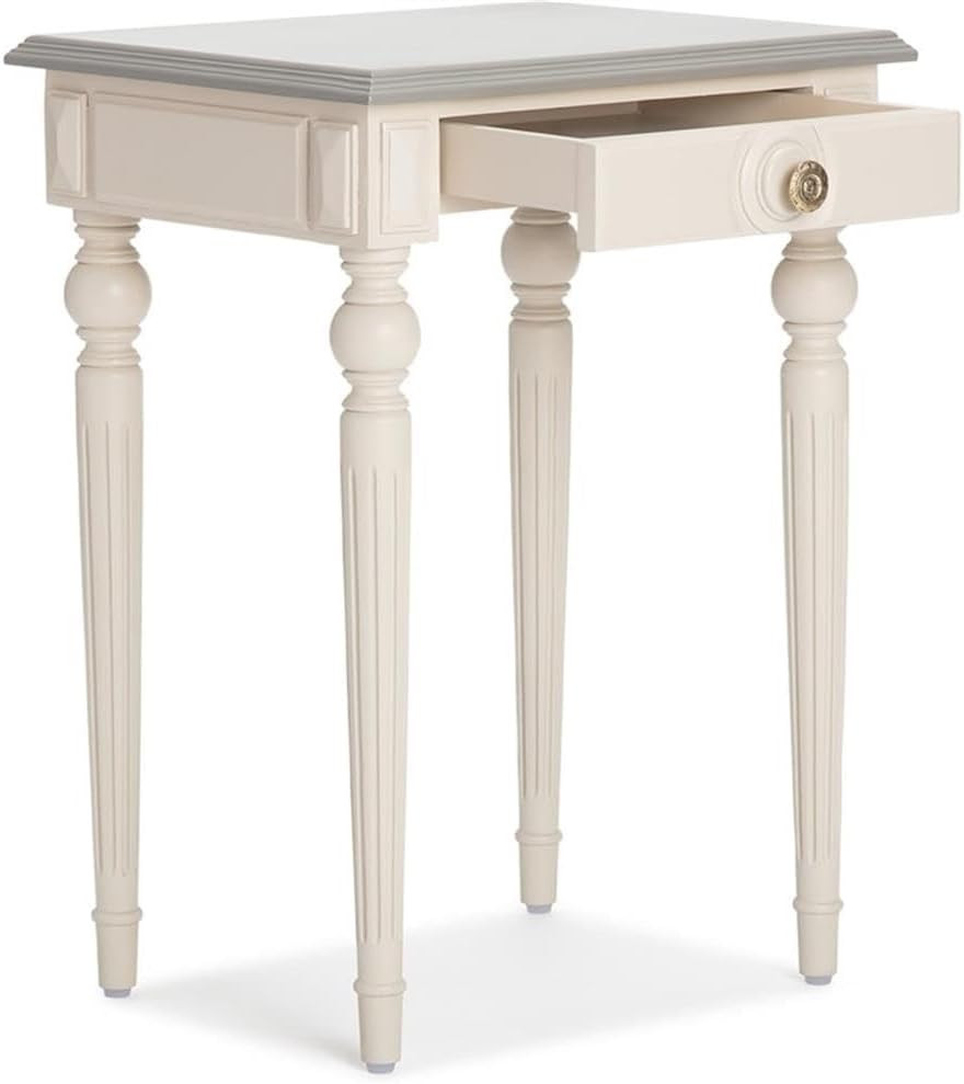 Amos Cream/Gray Bedside Table with Drawer - Fully Assembled Nightstand